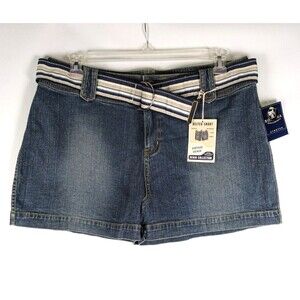 NEW Sonoma Belted Denim Shorts Womens Size 16 High Rise Stretch Medium Wash